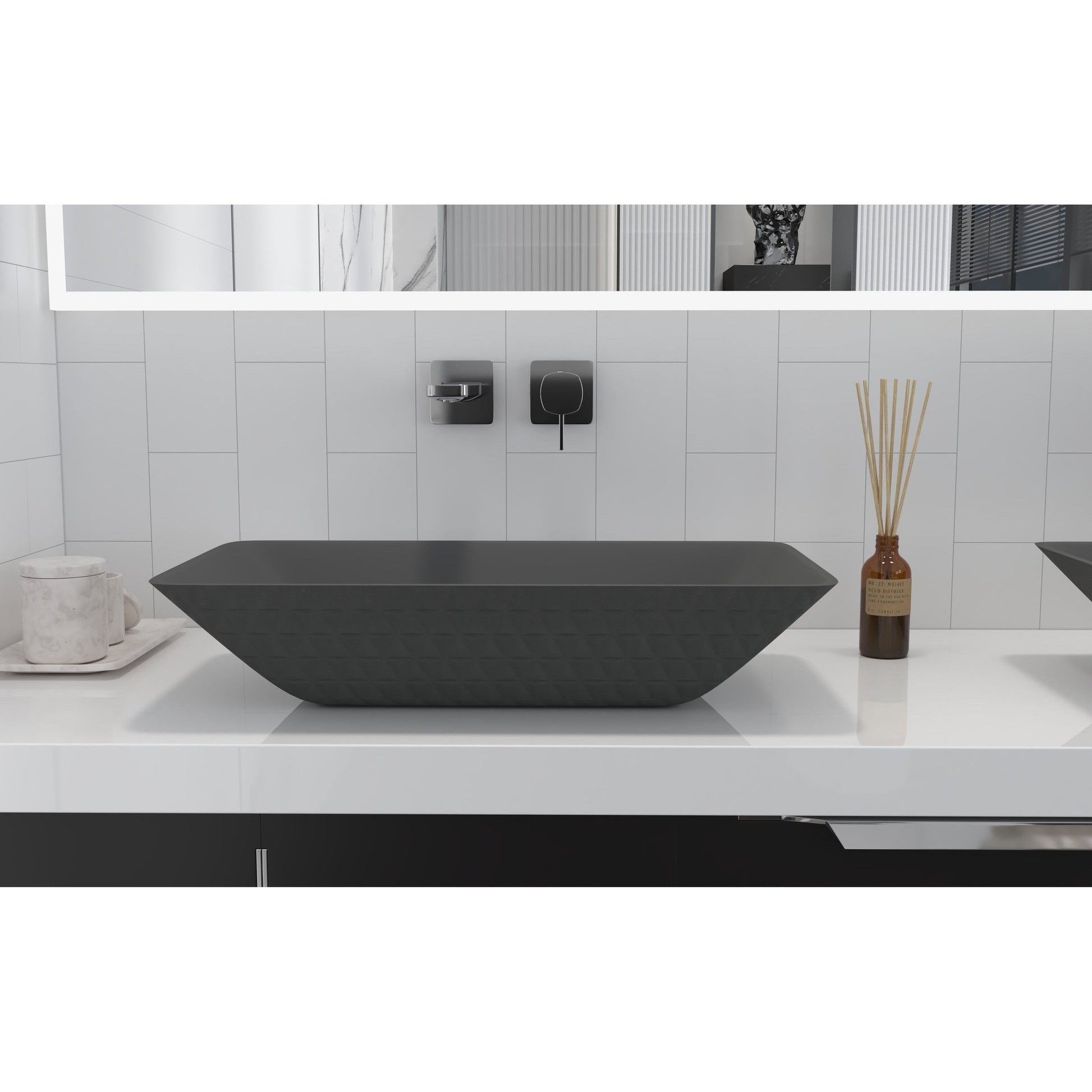 Castello USA Bonnie 22" Black Glass Crystal Vessel Sink