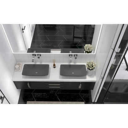 Castello USA Bonnie 22" Black Glass Crystal Vessel Sink