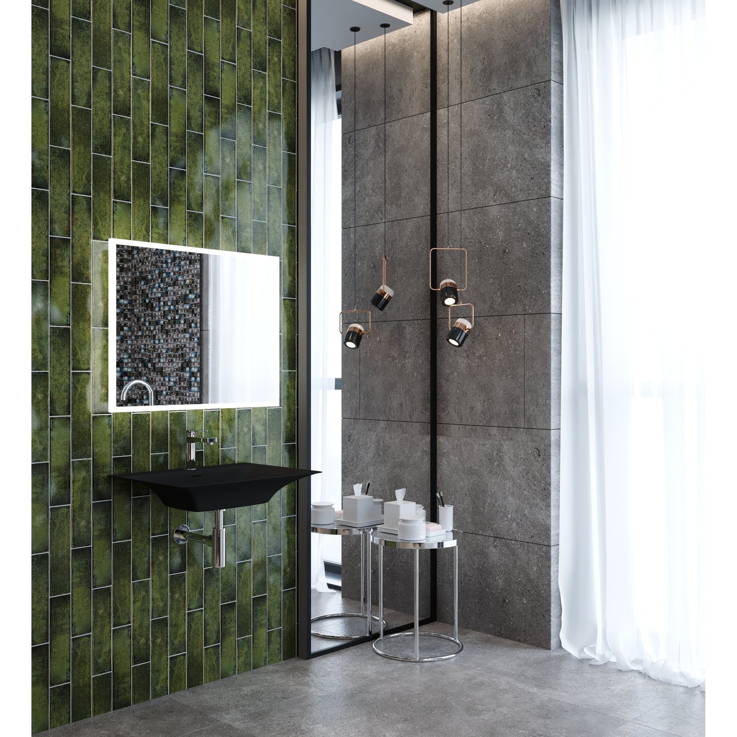 Castello USA Carmella 24" Black Wall-Mounted Bathroom Sink