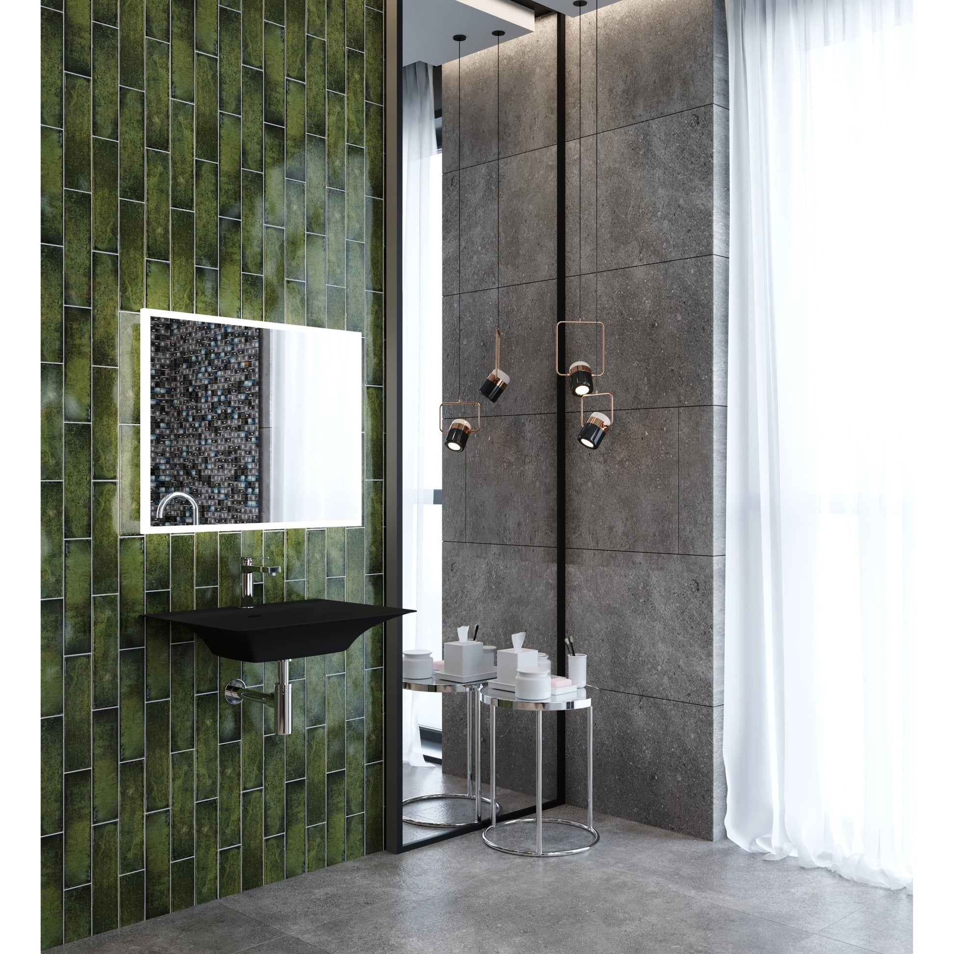 Castello USA Carmella 24" Black Wall-Mounted Bathroom Sink