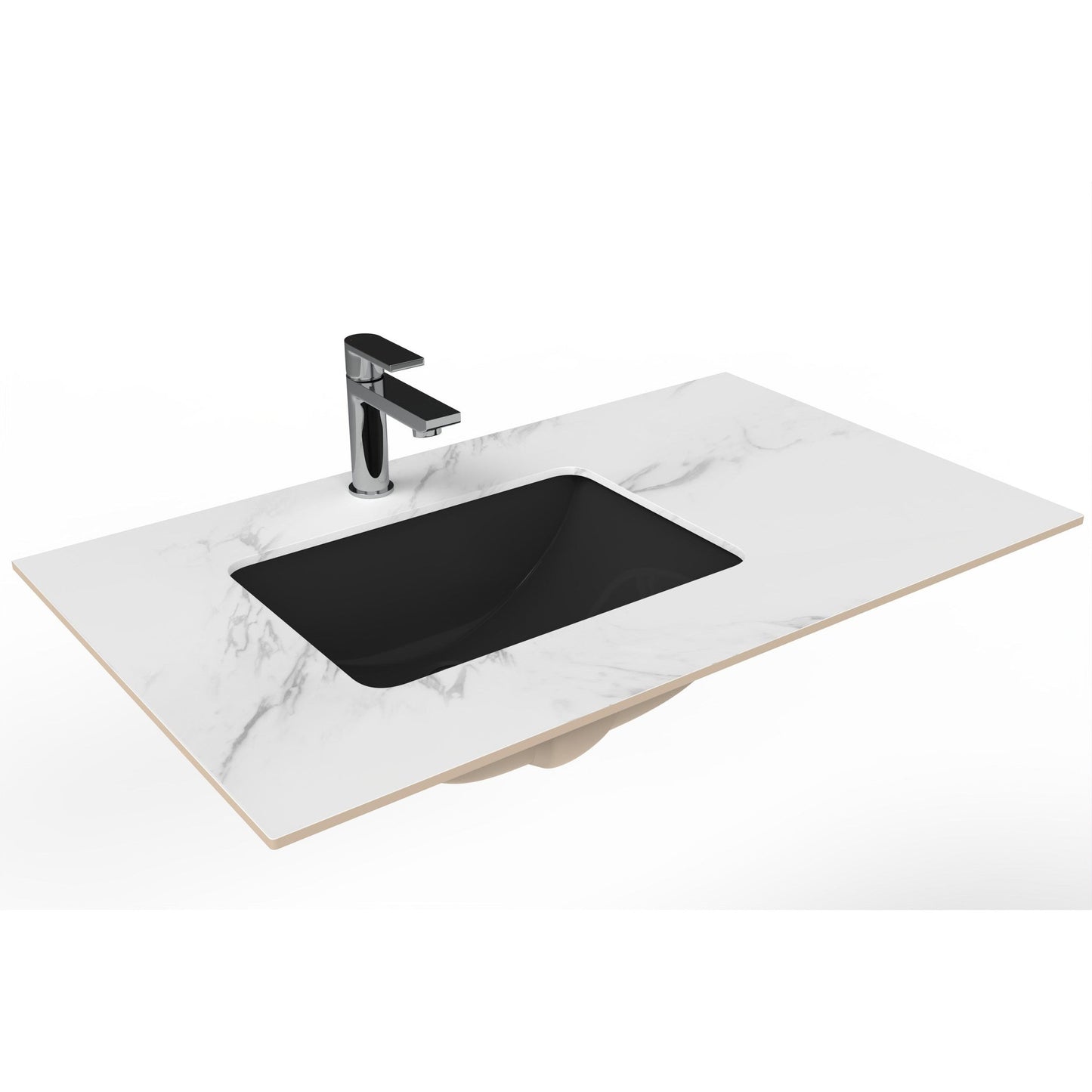 Castello USA Cassandra 36" Black Left Offset Porcelain Vanity Top