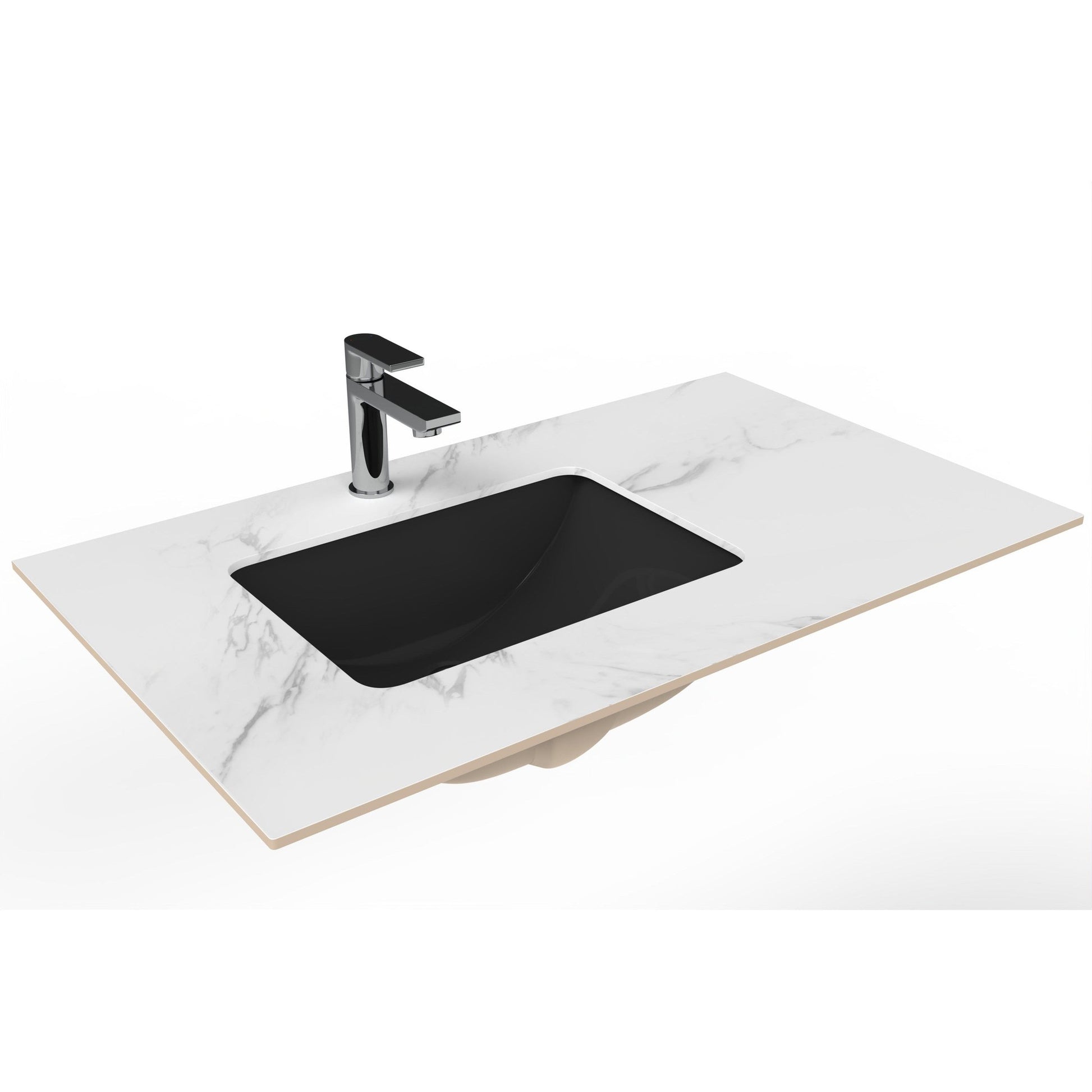 Castello USA Cassandra 36" Black Left Offset Porcelain Vanity Top