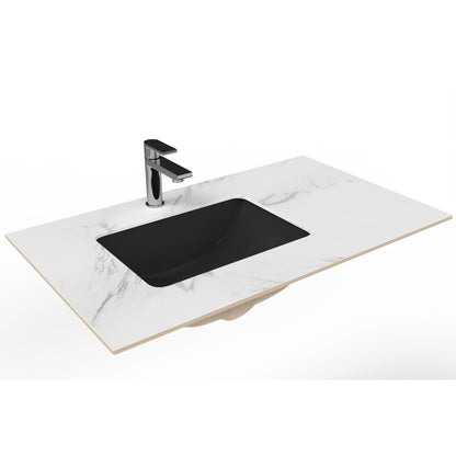 Castello USA Cassandra 36" Black Left Offset Porcelain Vanity Top