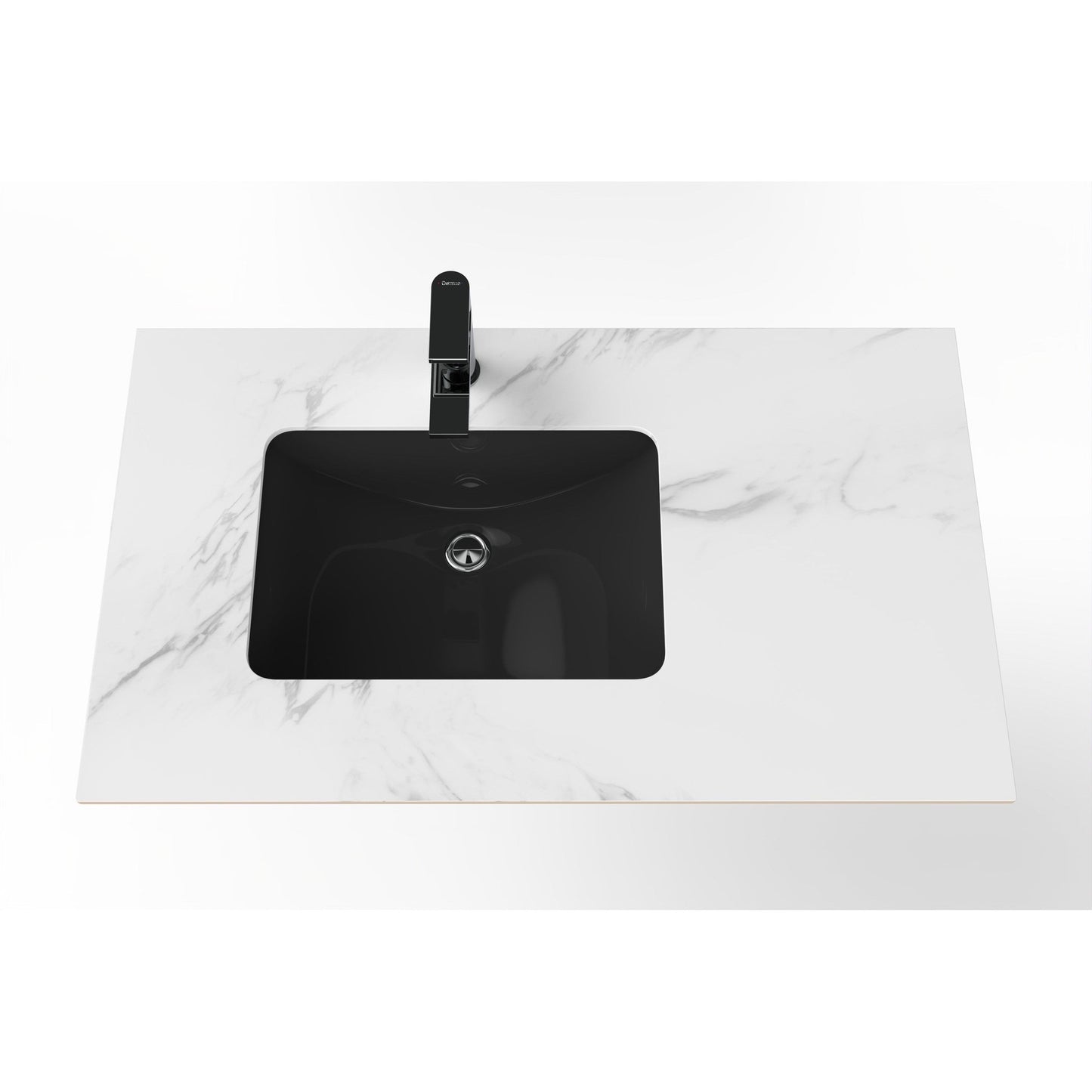 Castello USA Cassandra 36" Black Left Offset Porcelain Vanity Top