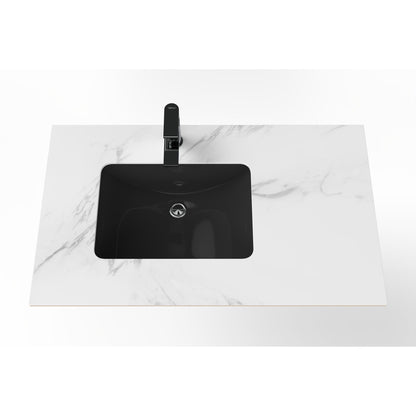 Castello USA Cassandra 36" Black Left Offset Porcelain Vanity Top