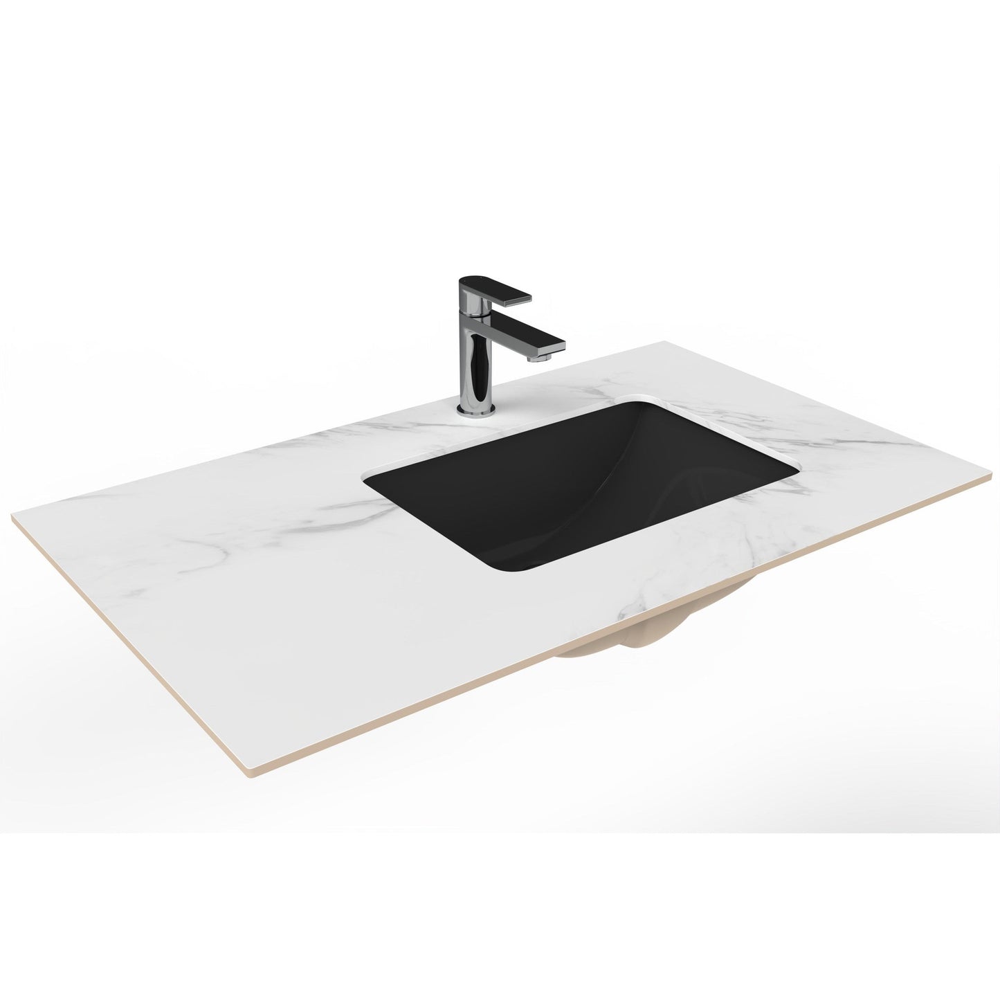 Castello USA Cassandra 36" Black Right Offset Porcelain Vanity Top