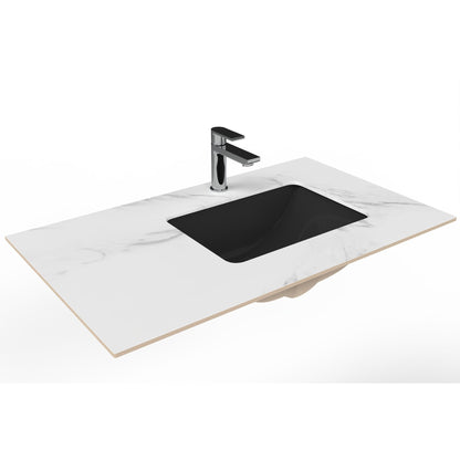 Castello USA Cassandra 36" Black Right Offset Porcelain Vanity Top