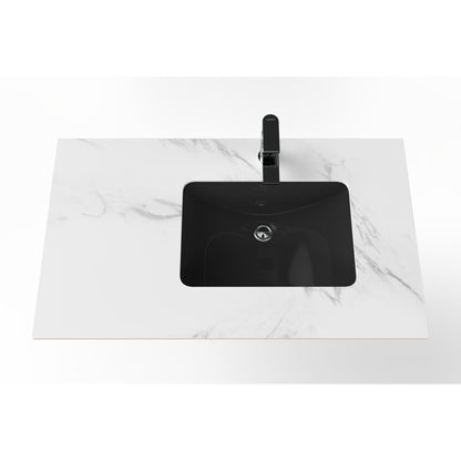 Castello USA Cassandra 36" Black Right Offset Porcelain Vanity Top