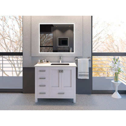 Castello USA Cassandra 36" Black Right Offset Porcelain Vanity Top