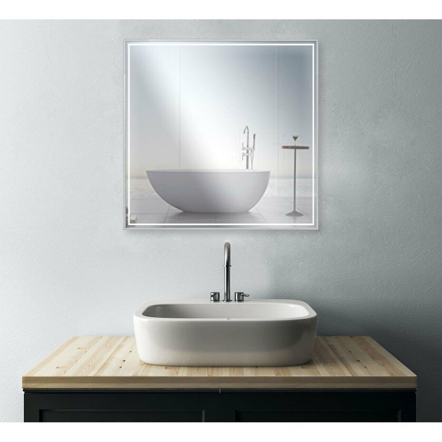 Castello USA Dahlia 30" x 36" Brushed Nickel LED Mirror With Motion