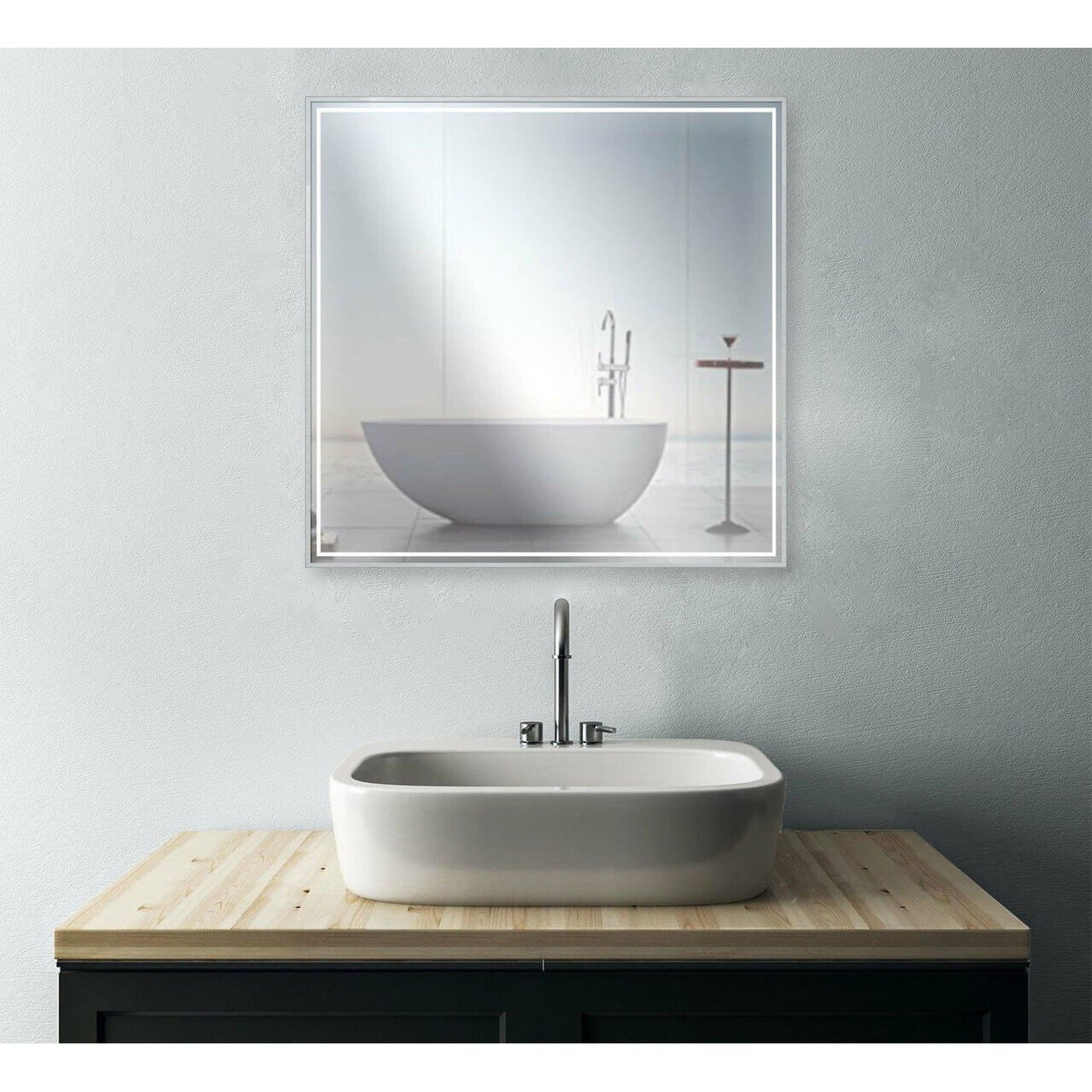 Castello USA Dahlia 30" x 36" Brushed Nickel LED Mirror With Motion