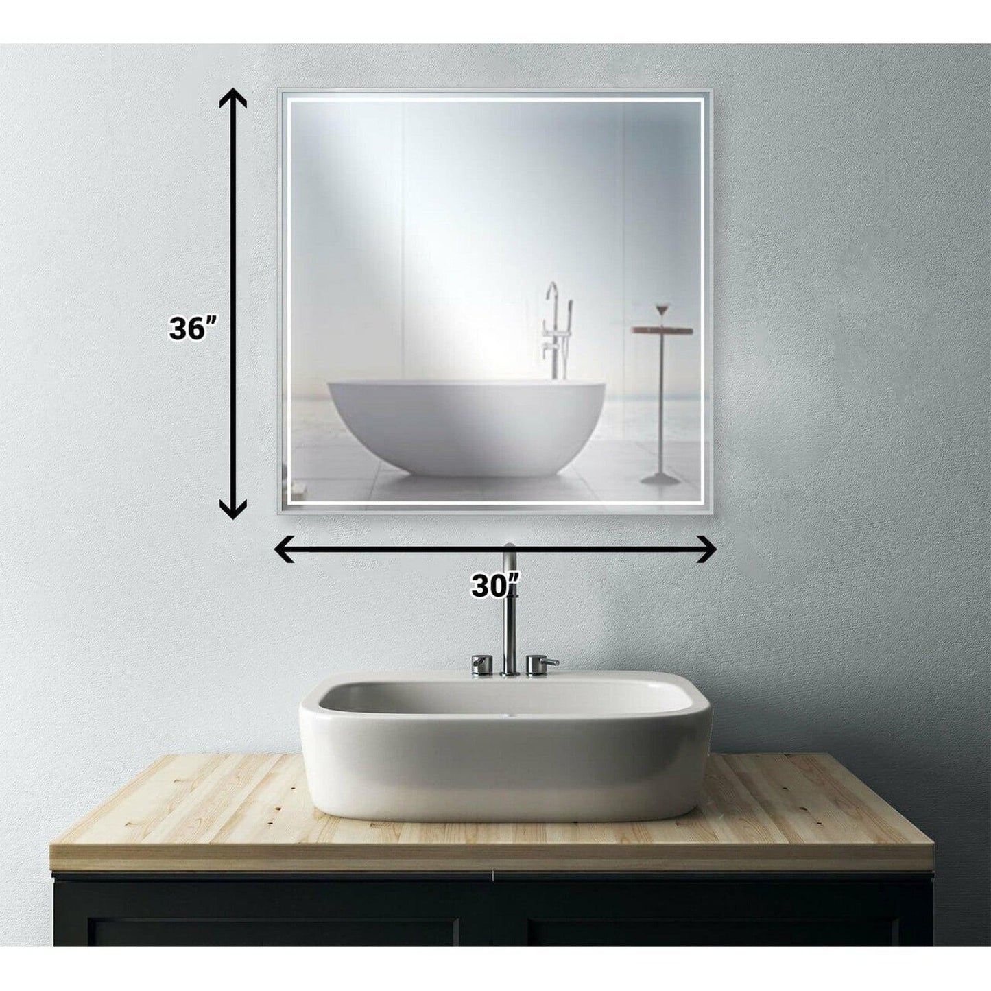 Castello USA Dahlia 30" x 36" Brushed Nickel LED Mirror With Motion