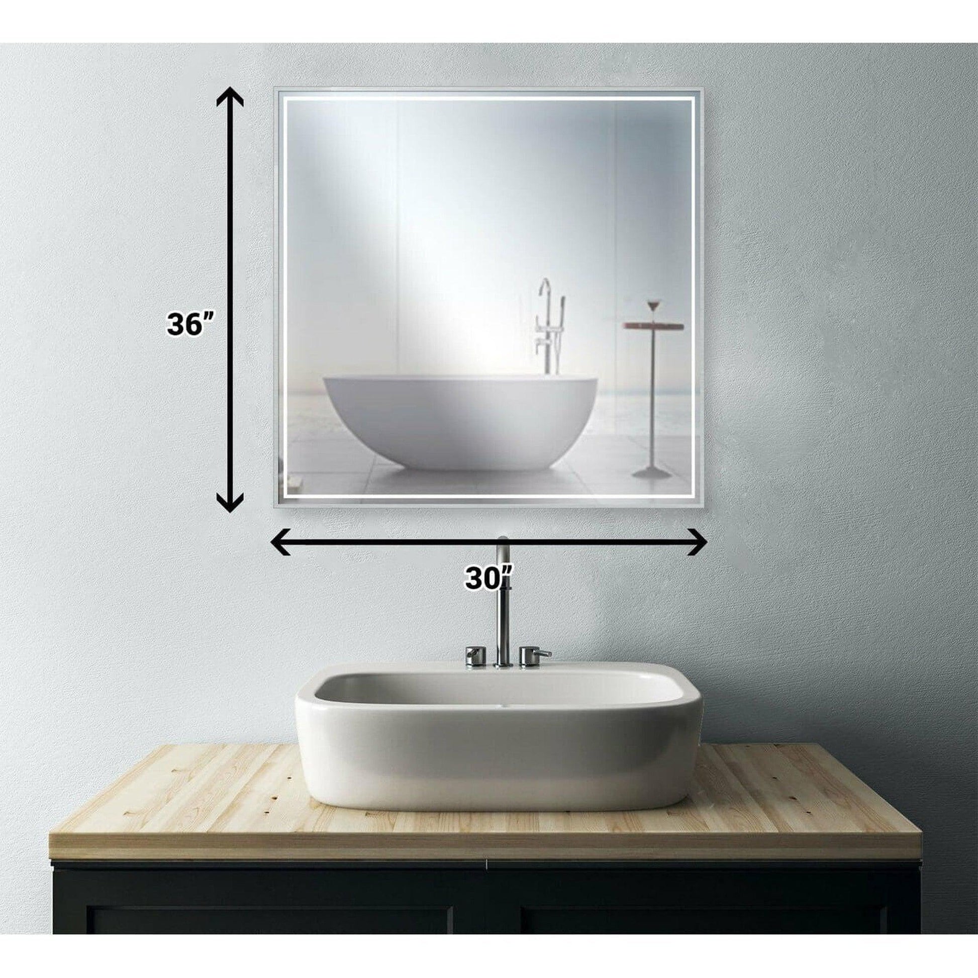 Castello USA Dahlia 30" x 36" Brushed Nickel LED Mirror With Motion