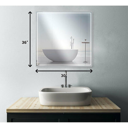Castello USA Dahlia 30" x 36" Brushed Nickel LED Mirror With Motion