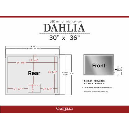 Castello USA Dahlia 30" x 36" Brushed Nickel LED Mirror With Motion