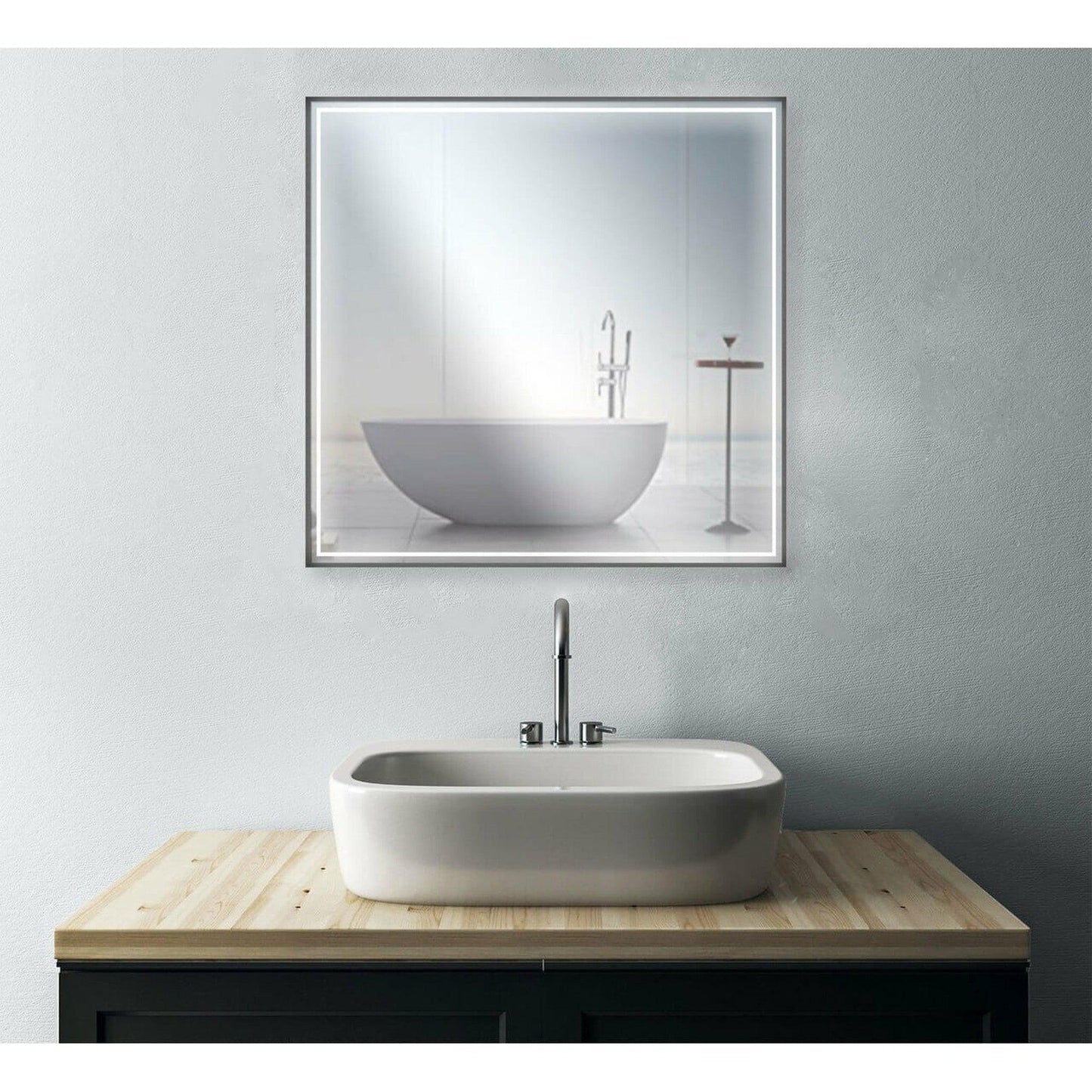 Castello USA Dahlia 30" x 36" Gun Metal LED Mirror With Motion