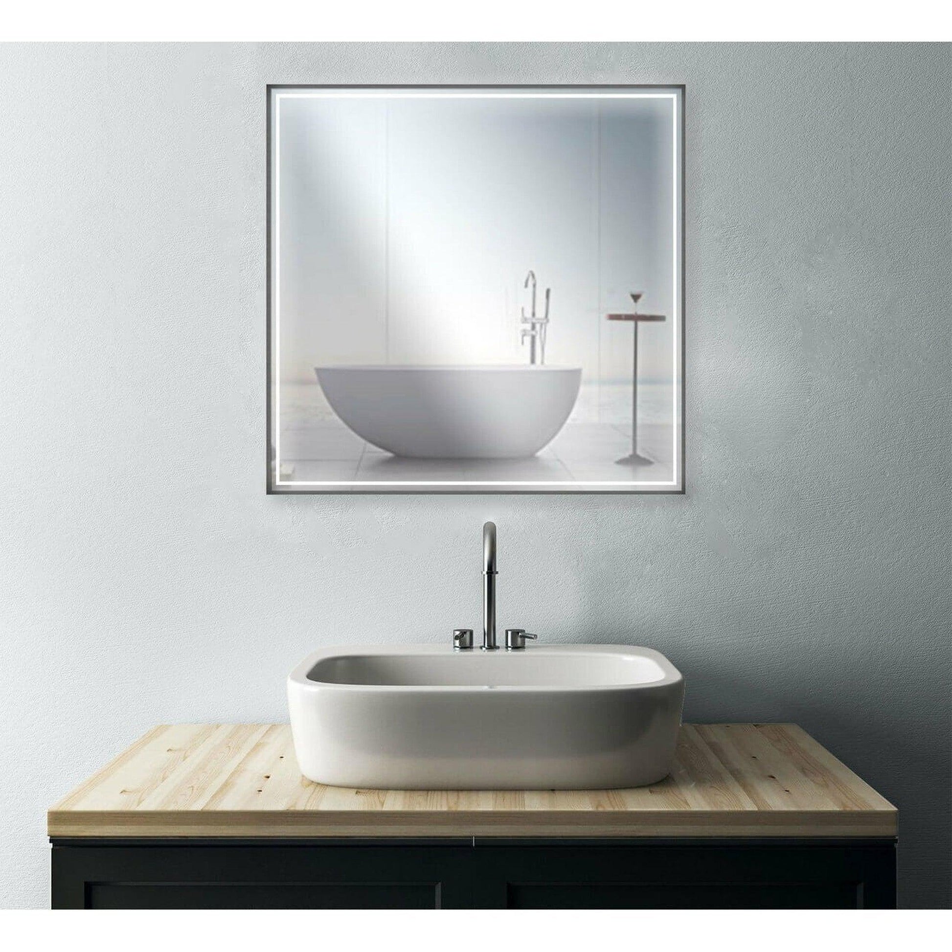 Castello USA Dahlia 30" x 36" Gun Metal LED Mirror With Motion