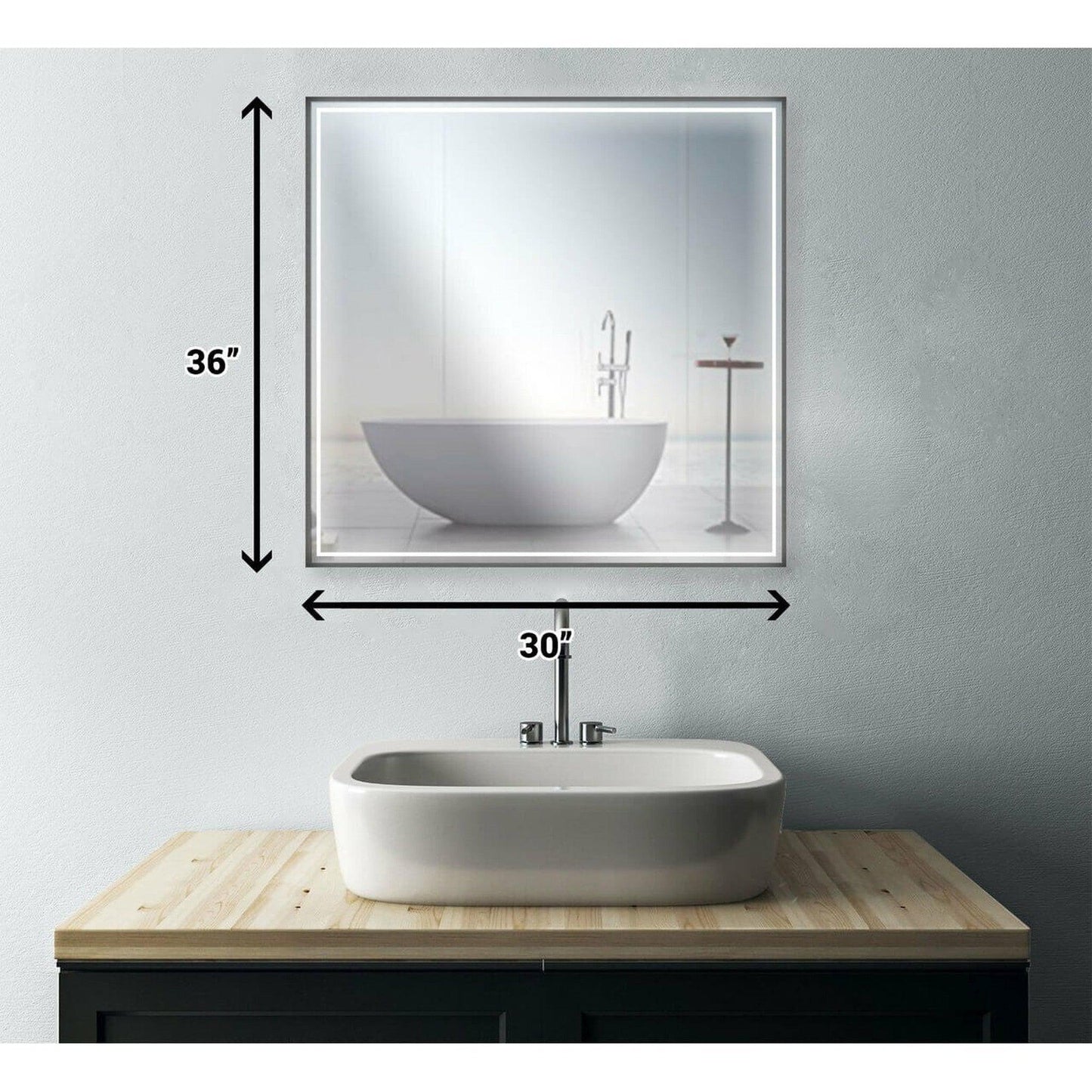 Castello USA Dahlia 30" x 36" Gun Metal LED Mirror With Motion