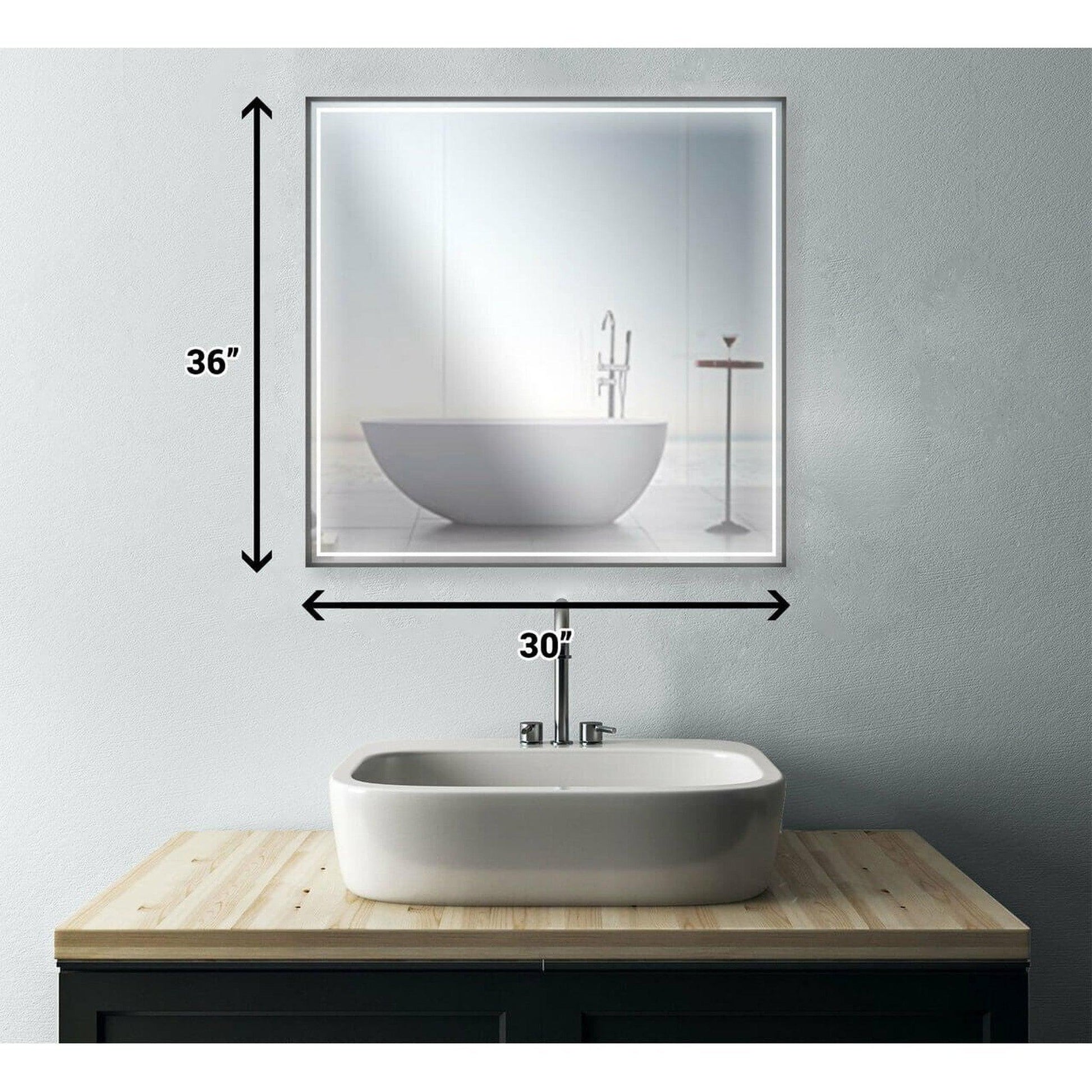 Castello USA Dahlia 30" x 36" Gun Metal LED Mirror With Motion