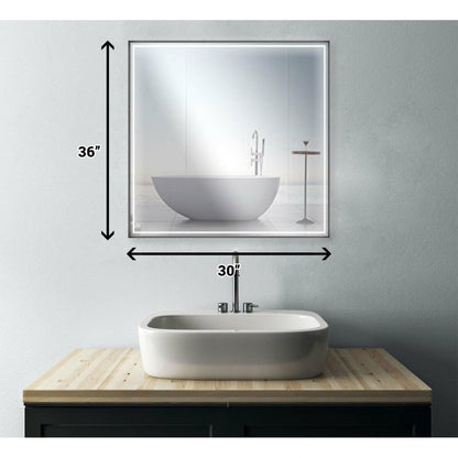 Castello USA Dahlia 30" x 36" Gun Metal LED Mirror With Motion
