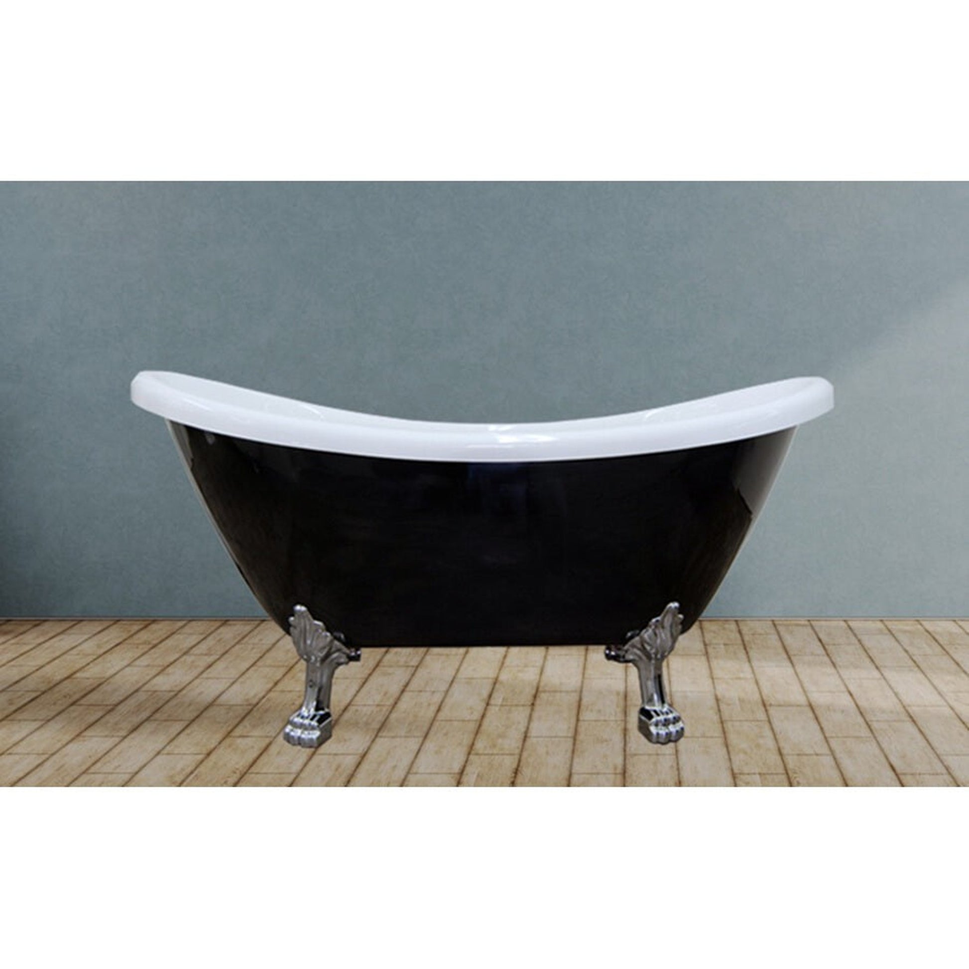 Castello USA Daphne 60" Black Acrylic Freestanding Bathtub With Brushed Nickel Feet and Drain