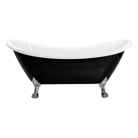 Castello USA Daphne 60" Black Acrylic Freestanding Bathtub With Brushed Nickel Feet and Drain