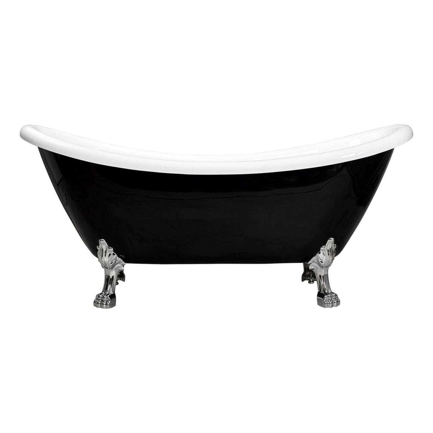 Castello USA Daphne 60" Black Acrylic Freestanding Bathtub With Chrome Feet and Drain