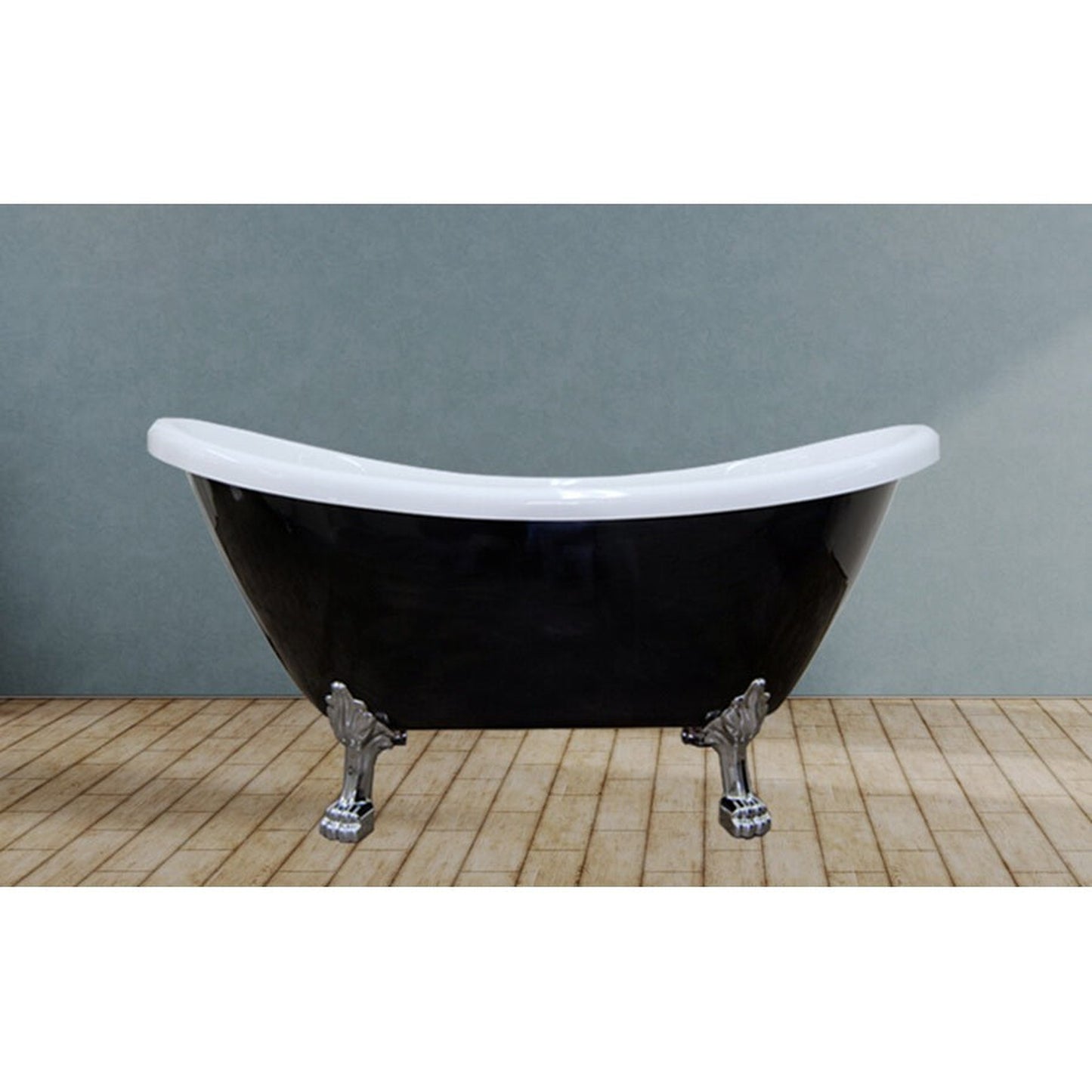 Castello USA Daphne 60" Black Acrylic Freestanding Bathtub With Chrome Feet and Drain