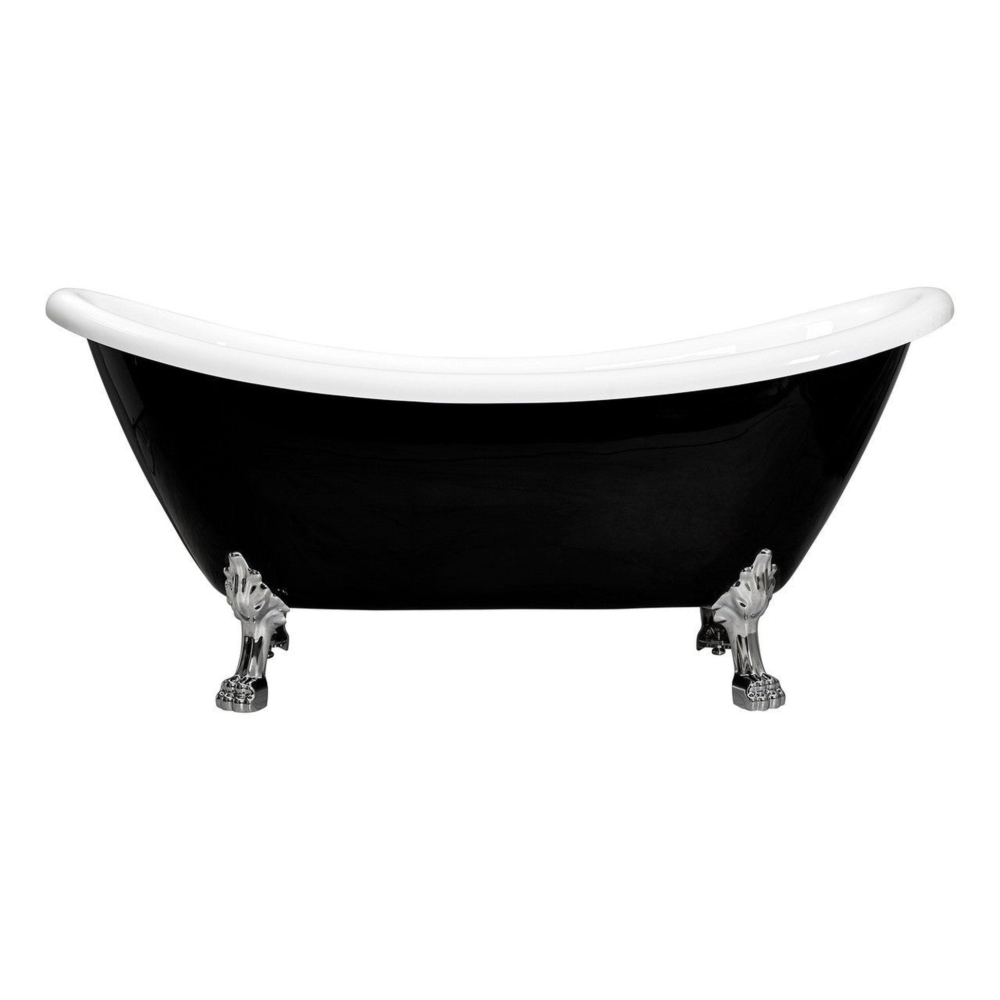 Castello USA Daphne 60" Black Acrylic Freestanding Bathtub With Chrome Feet and Drain