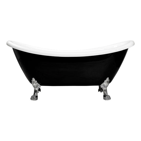 Castello USA Daphne 60" Black Acrylic Freestanding Bathtub With Chrome Feet and Drain