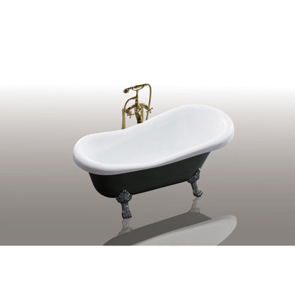 Castello USA Daphne 60" Black Acrylic Freestanding Bathtub With White Feet and Drain