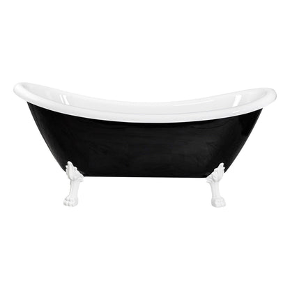 Castello USA Daphne 60" Black Acrylic Freestanding Bathtub With White Feet and Drain