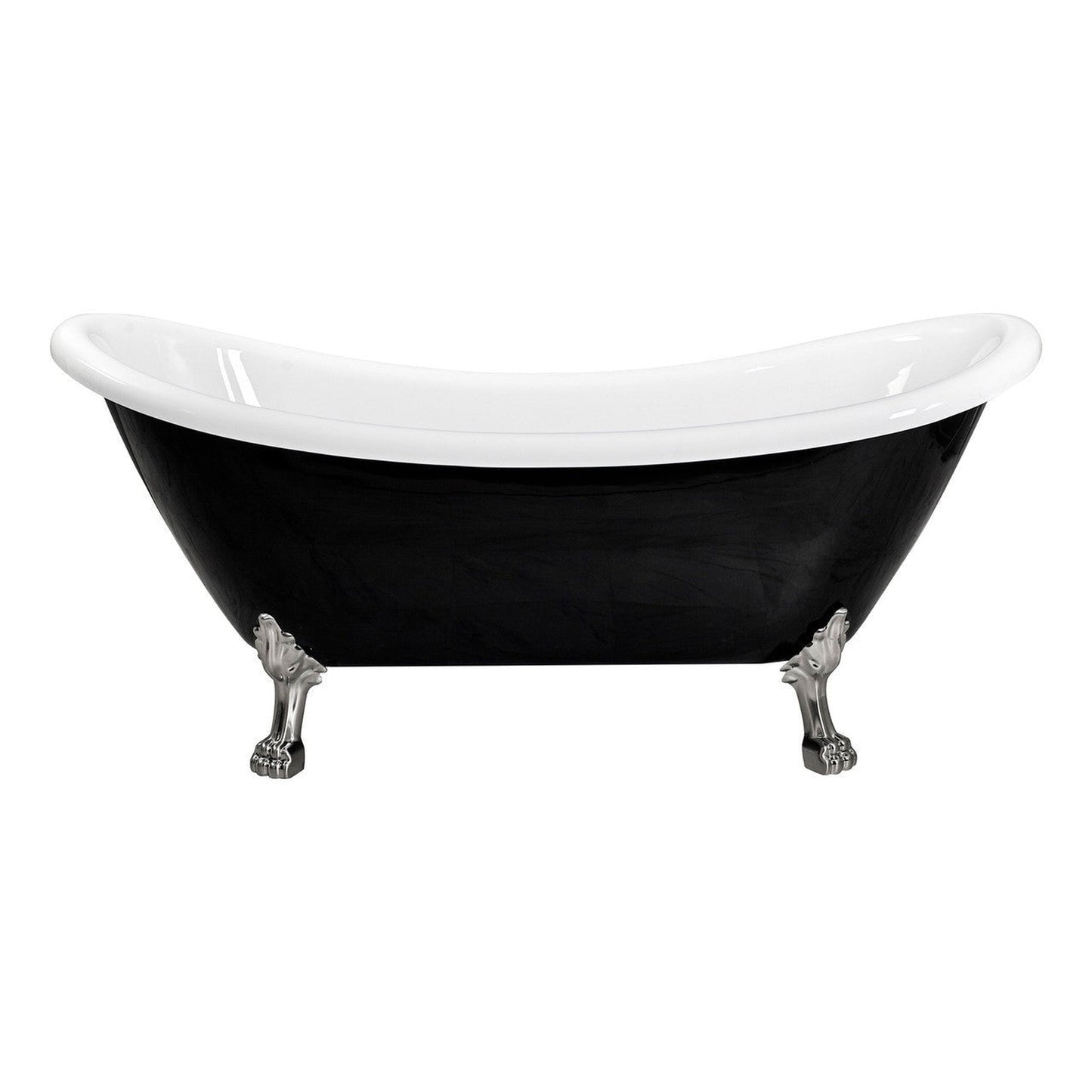 Castello USA Daphne 70" Black Acrylic Freestanding Bathtub With Brushed Nickel Feet and Drain