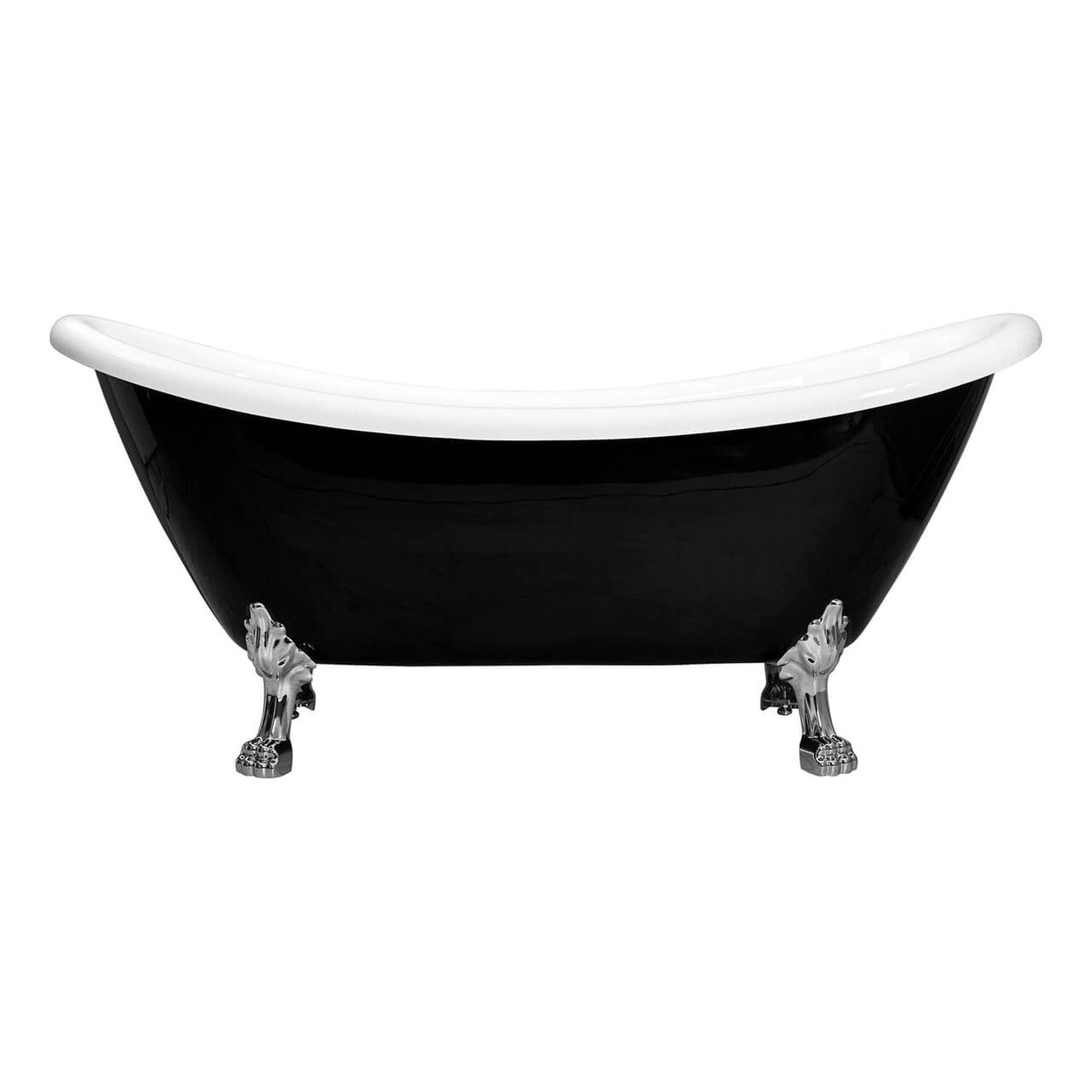 Castello USA Daphne 70" Black Acrylic Freestanding Bathtub With Chrome Feet and Drain