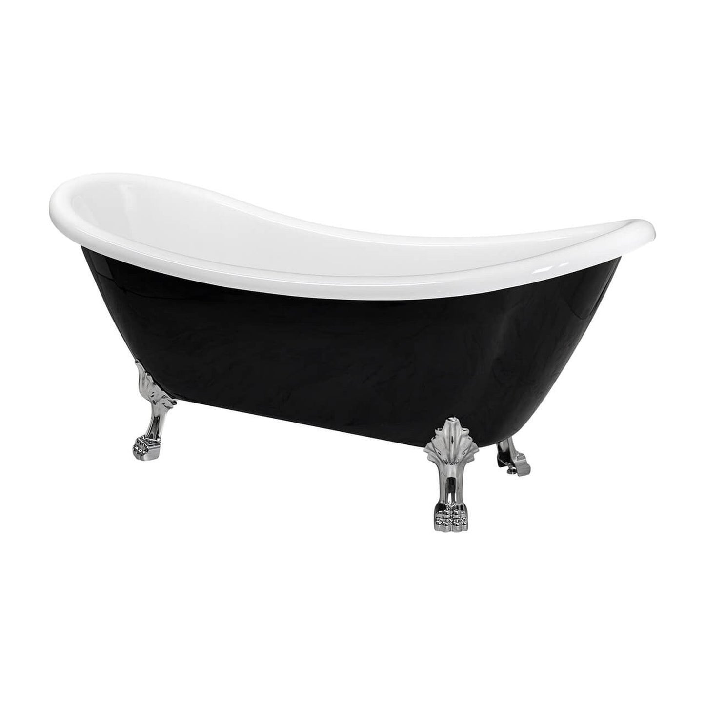 Castello USA Daphne 70" Black Acrylic Freestanding Bathtub With Chrome Feet and Drain