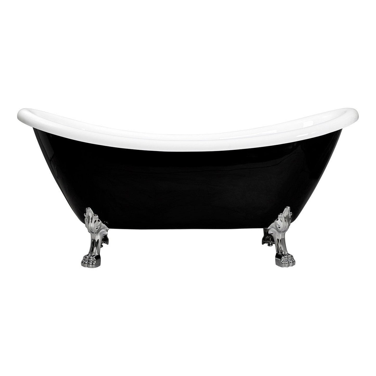 Castello USA Daphne 70" Black Acrylic Freestanding Bathtub With Chrome Feet and Drain