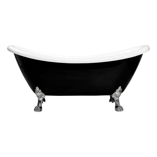 Castello USA Daphne 70" Black Acrylic Freestanding Bathtub With Chrome Feet and Drain