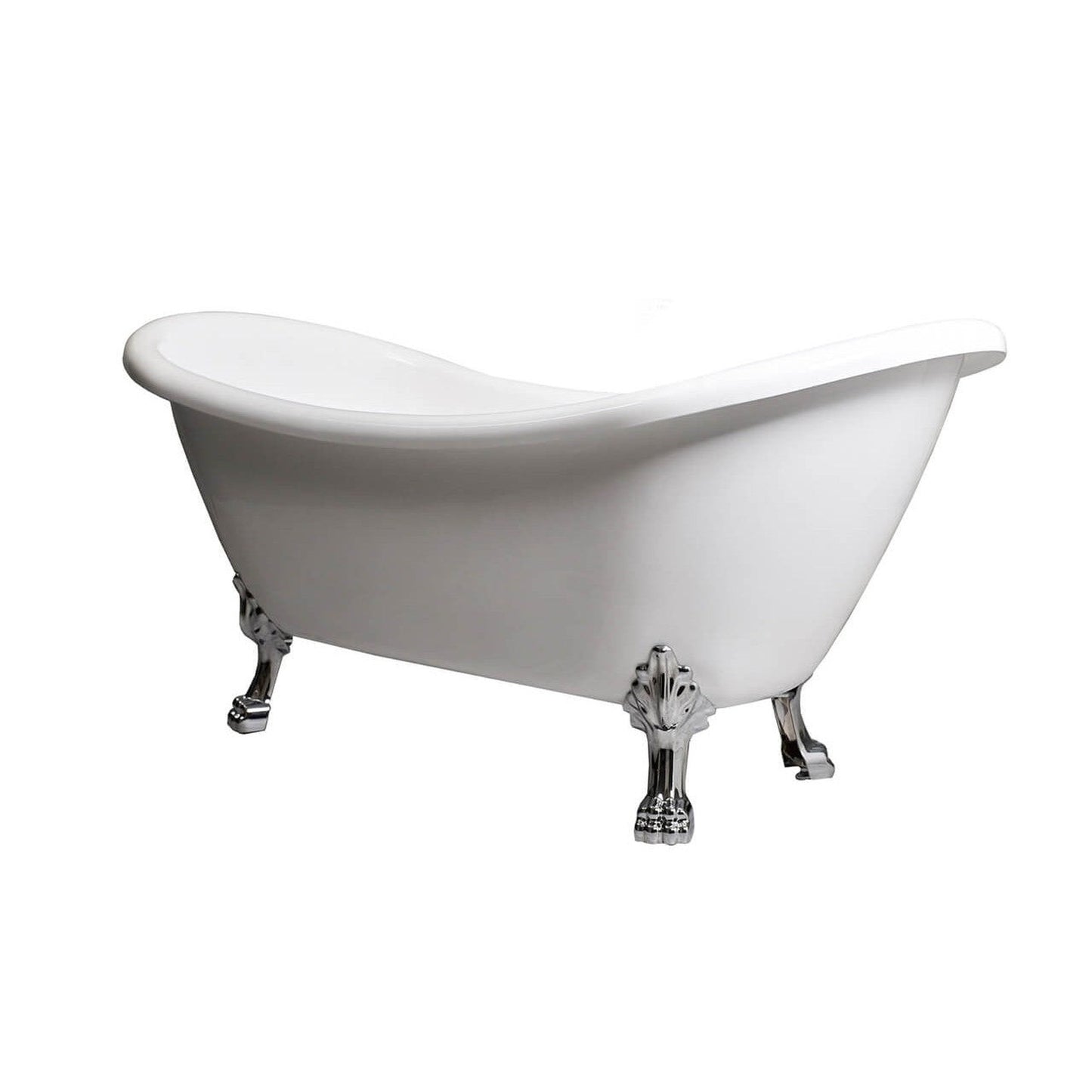 Castello USA Daphne 70" White Acrylic Freestanding Bathtub With Chrome Feet and Drain