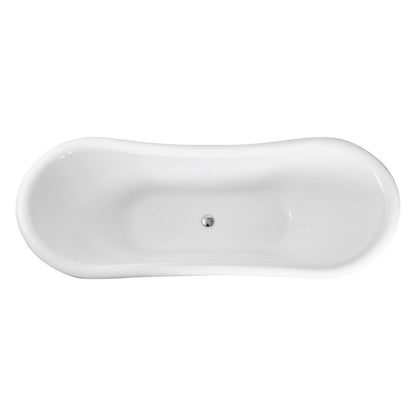 Castello USA Daphne 70" White Acrylic Freestanding Bathtub With Chrome Feet and Drain