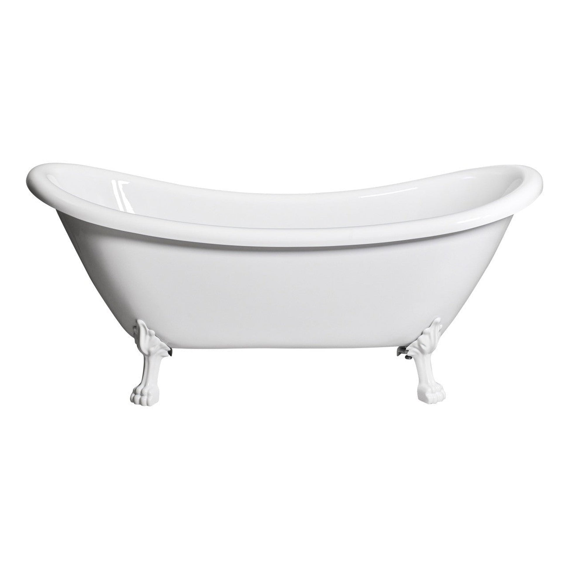 Castello USA Daphne 70" White Acrylic Freestanding Bathtub With White Feet and Drain