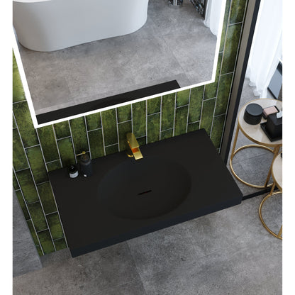 Castello USA Darleen 36" Black Wall-Mounted Shallow Basin Bathroom Sink