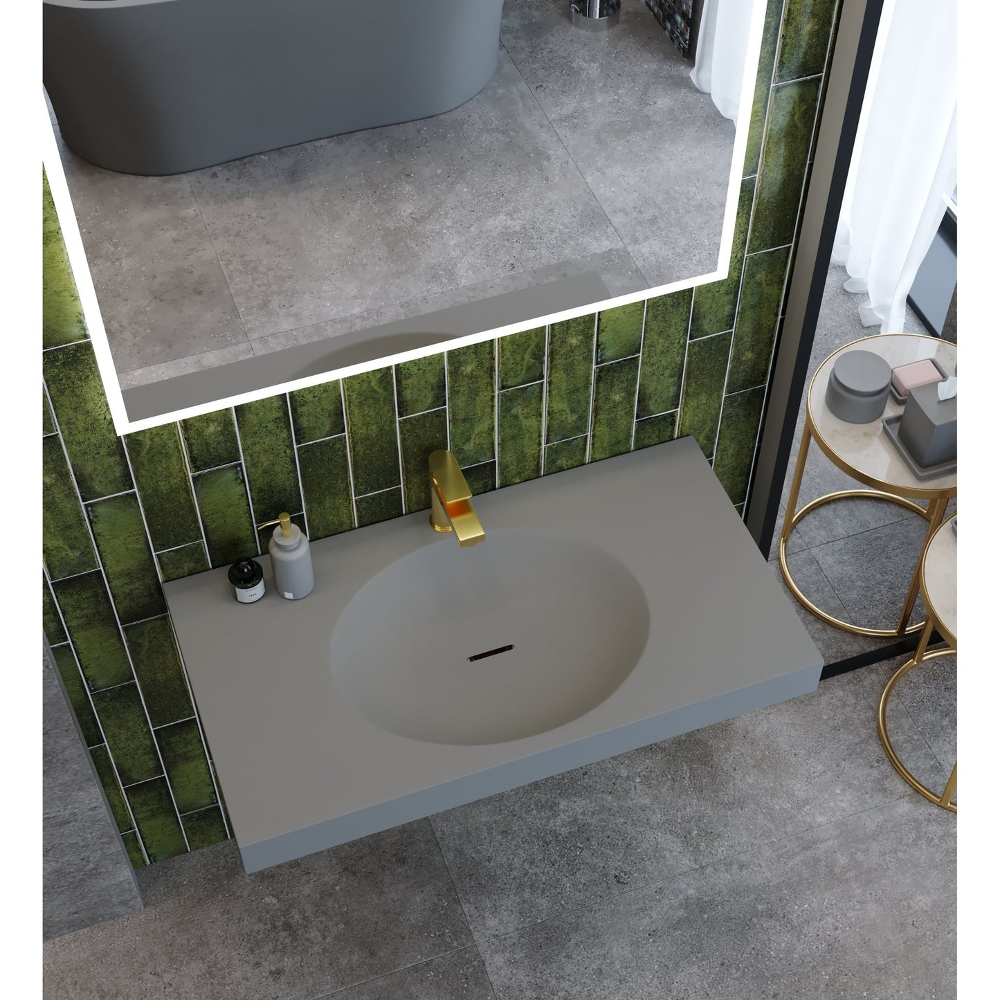 Castello USA Darleen 36" Gray Wall-Mounted Shallow Basin Bathroom Sink