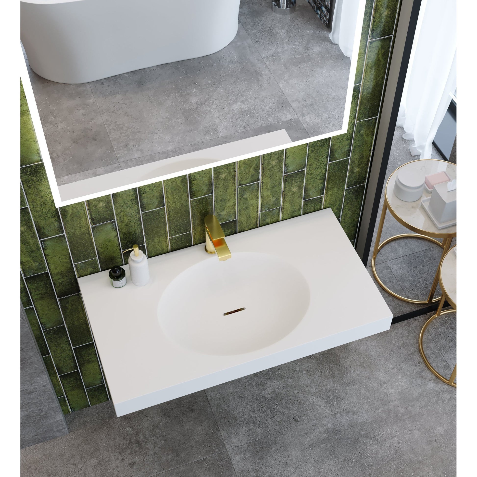 Castello USA Darleen 36" White Wall-Mounted Shallow Basin Bathroom Sink