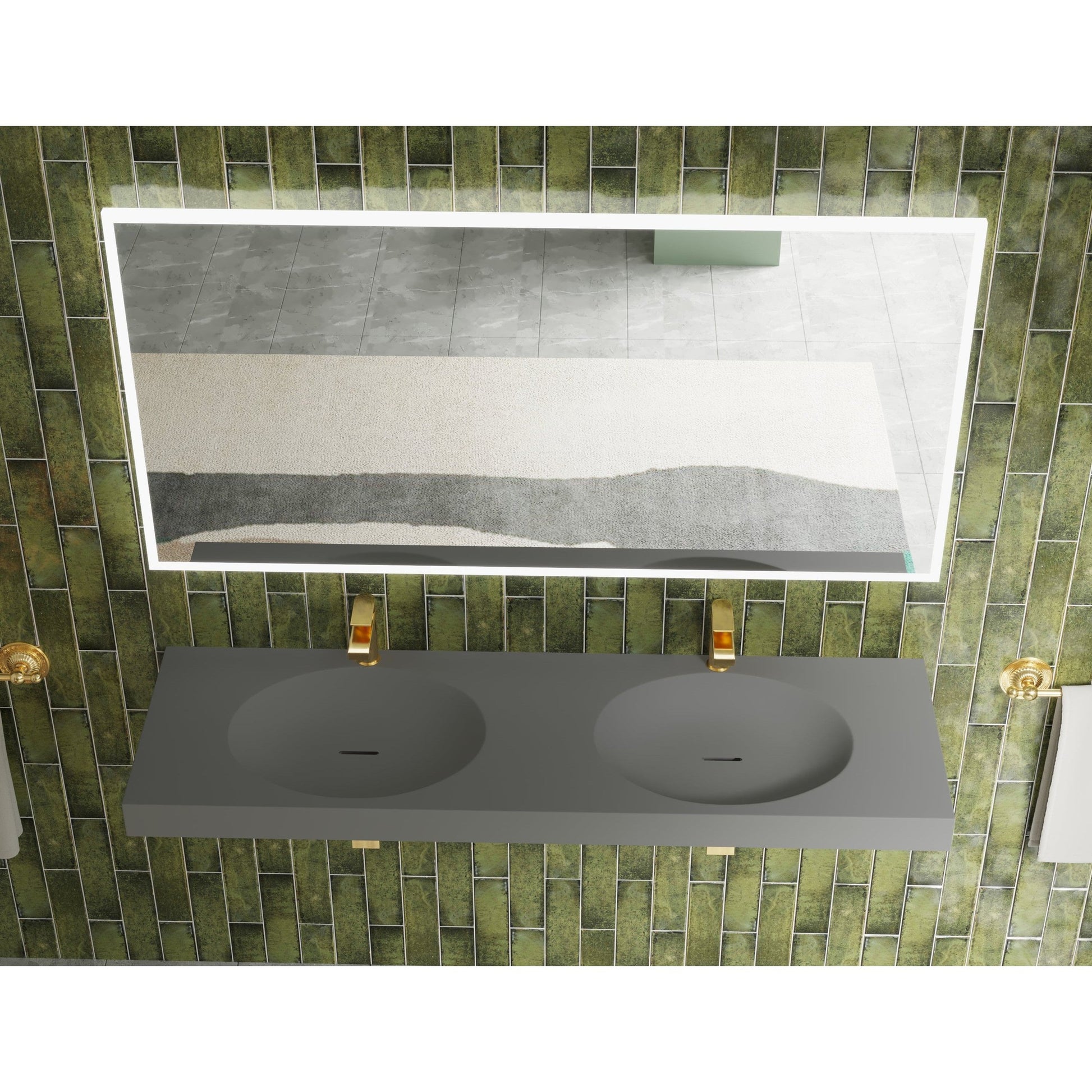 Castello USA Darleen 60" Gray Wall-Mounted Shallow Basin Bathroom Sink