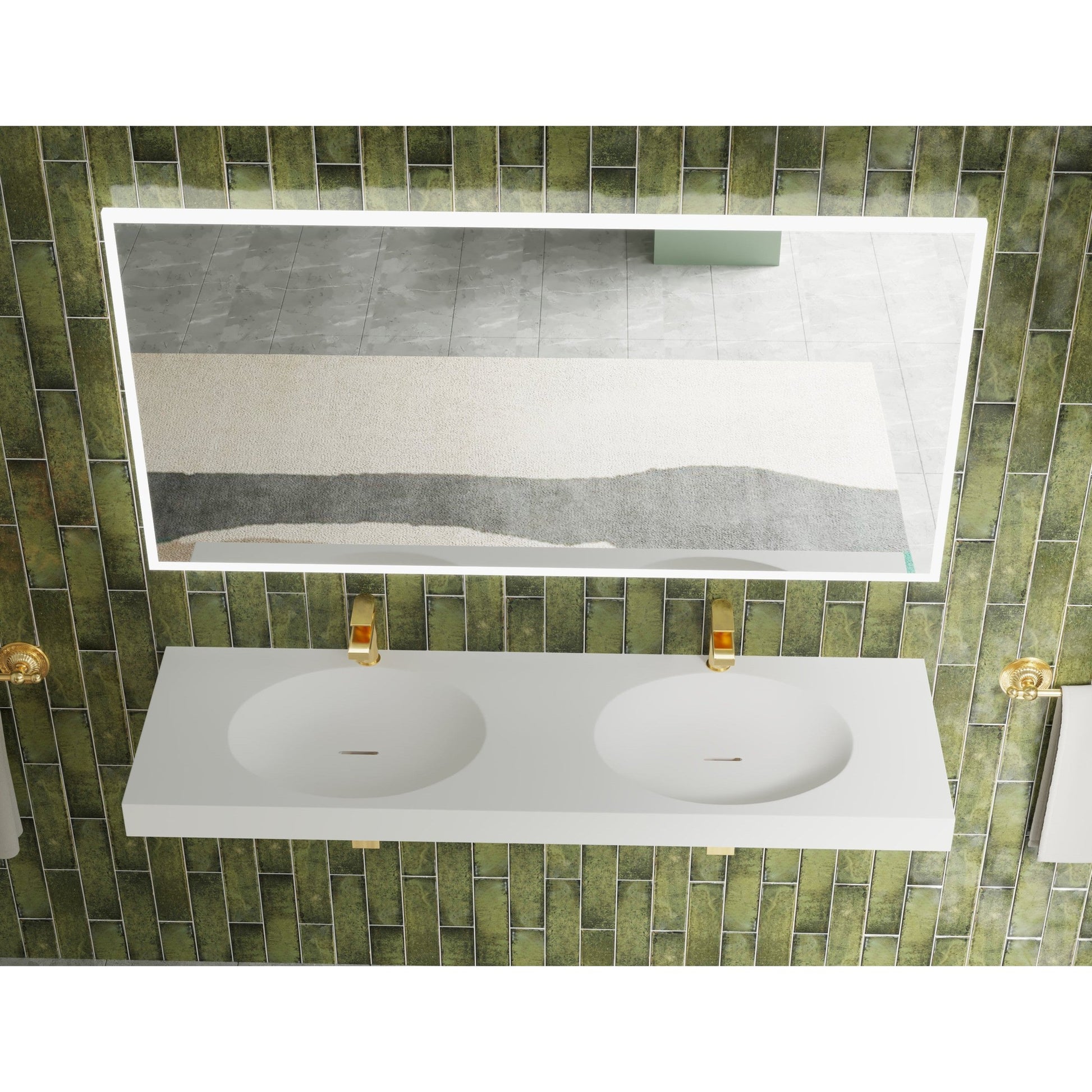Castello USA Darleen 60" White Wall-Mounted Shallow Basin Bathroom Sink