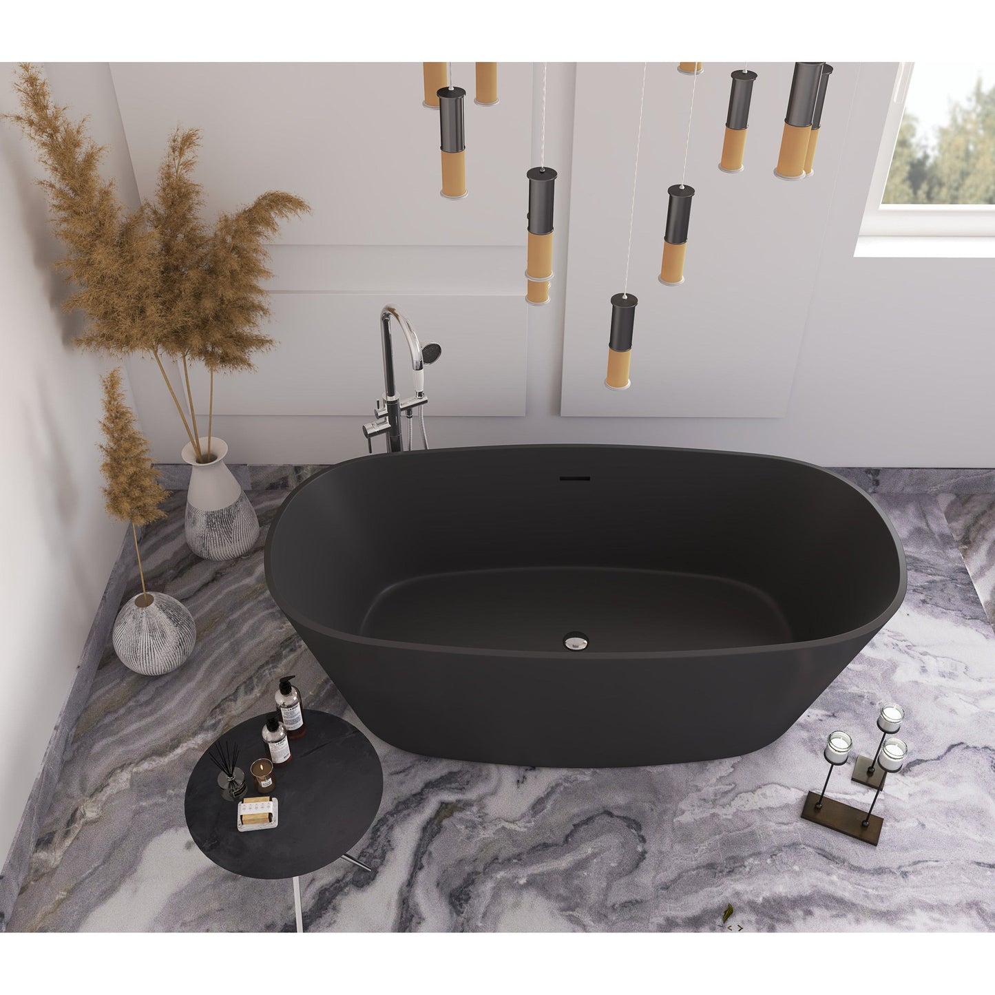 Castello USA Hermosa 71" Black Freestanding Bathtub