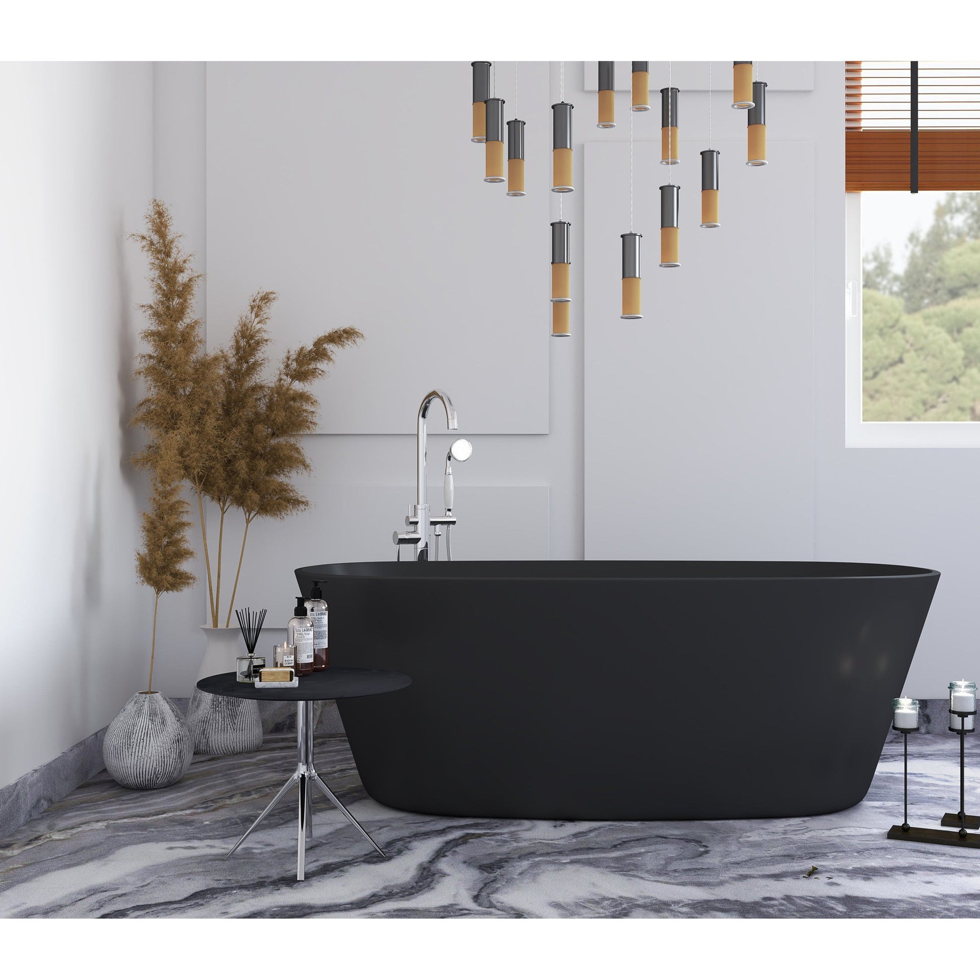 Castello USA Hermosa 71" Black Freestanding Bathtub