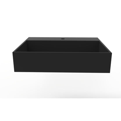 Castello USA Juniper 24" Black Wall-Mounted Bathroom Sink With Faucet Hole