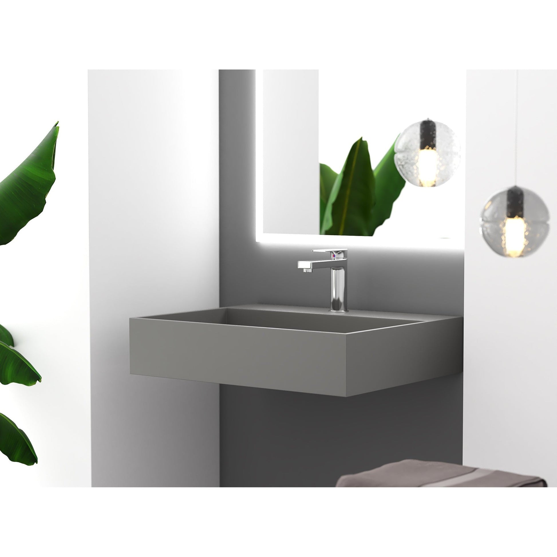 Castello USA Juniper 24" Gray Wall-Mounted Bathroom Sink With Faucet Hole