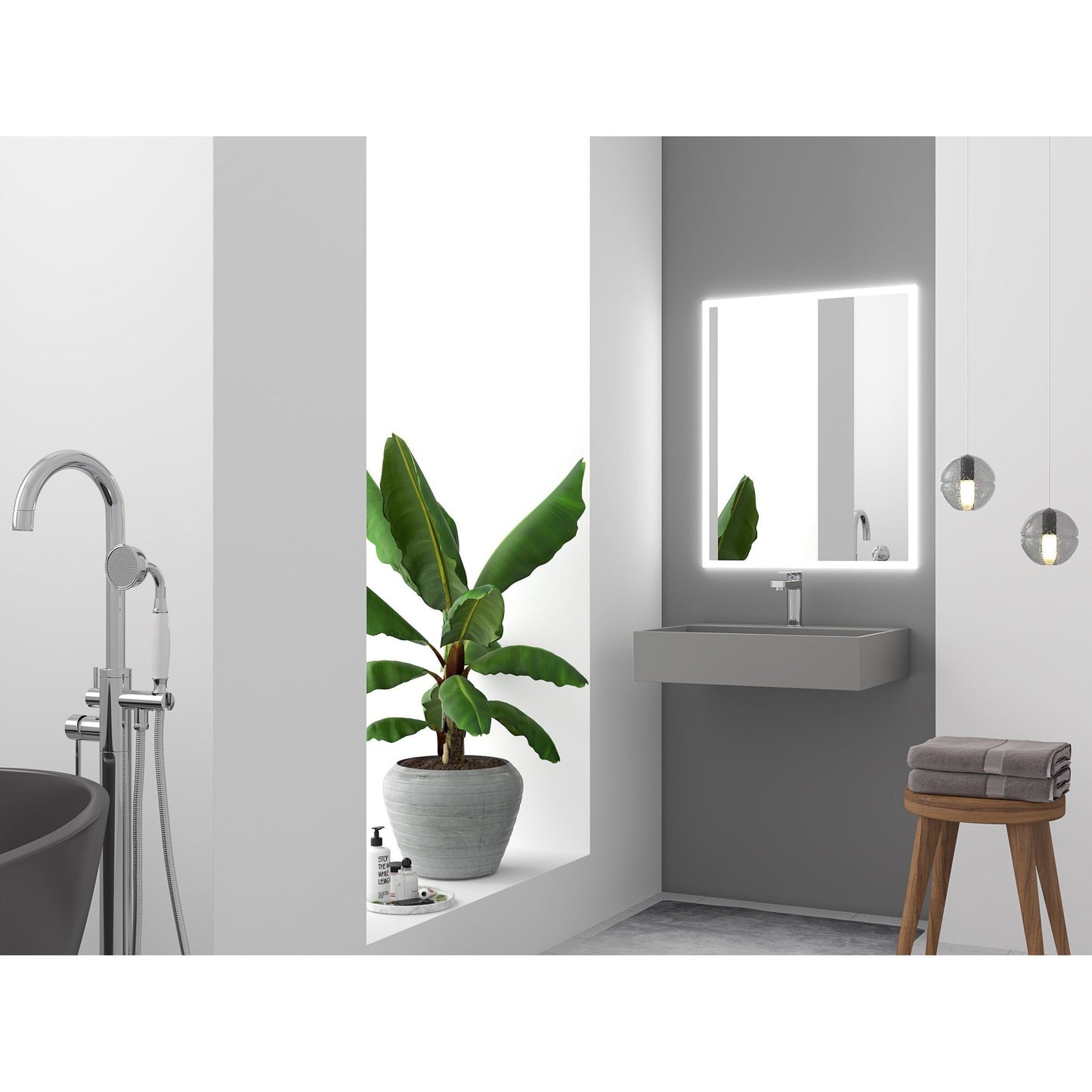 Castello USA Juniper 24" Gray Wall-Mounted Bathroom Sink With Faucet Hole